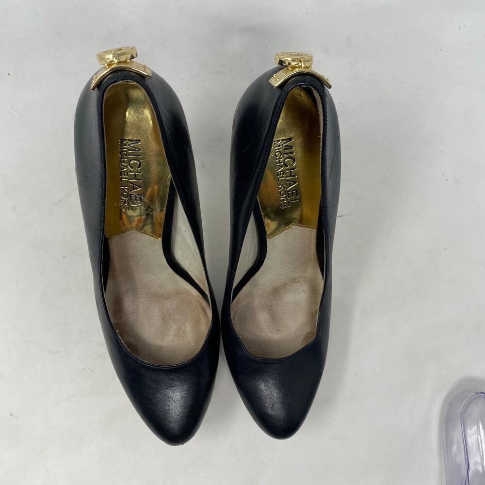 Michael Kors Hamilton Pump Platform Heel Black Leather Womens Size 7.5 - Picture 4 of 8